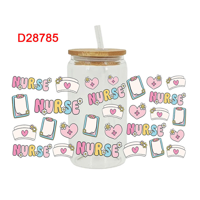 Wholesale Color Needle Tube stethoscope Medical 16oz Cup UV DTF Wraps
