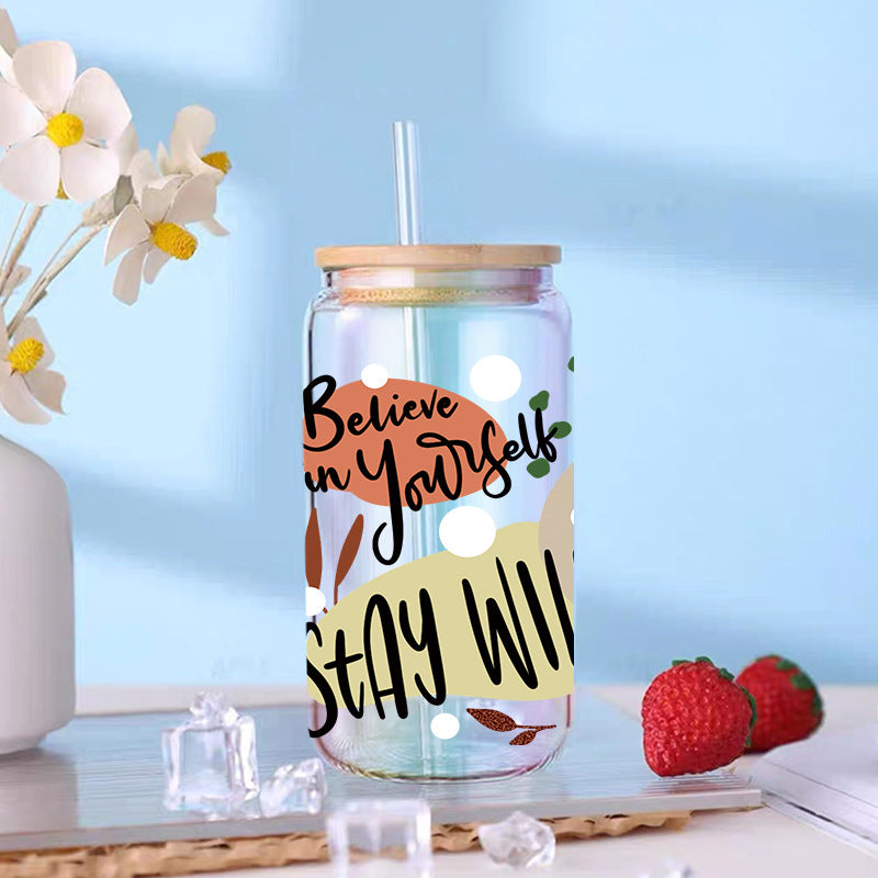 Wholesale Colorful Summer English Flowers 16oz Cup UV DTF Wraps