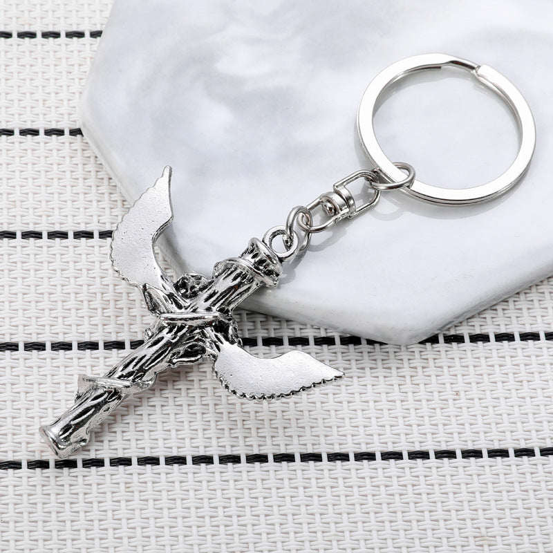 Wholesale Rose Wings Cross Keychain
