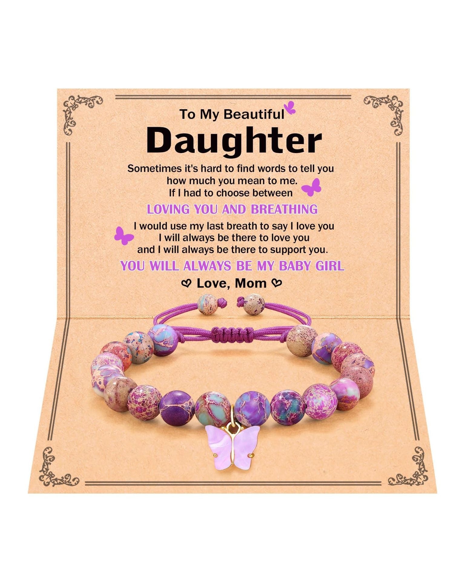 Wholesale Unisex Handmade Woven Butterfly Purple Acrylic Bead Bracelet Jewelry Accessory