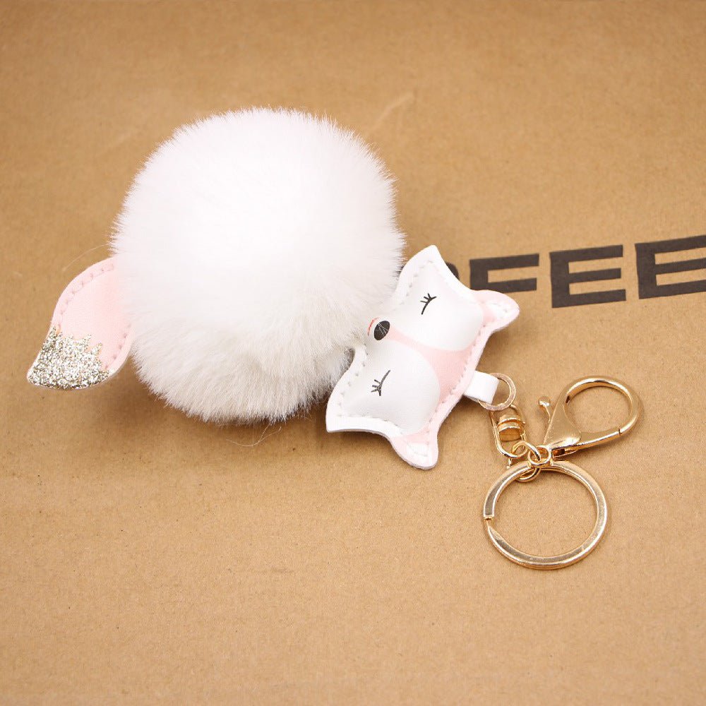 Wholesale Fox Pu Leather Plush Bag Keychain