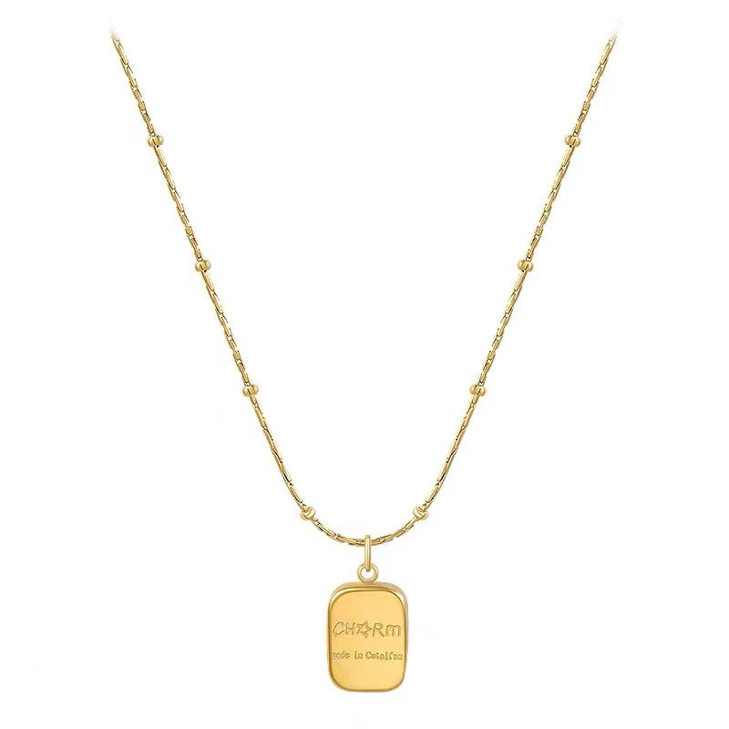 Wholesale Gold Brick Titanium Steel Clavicle Necklace