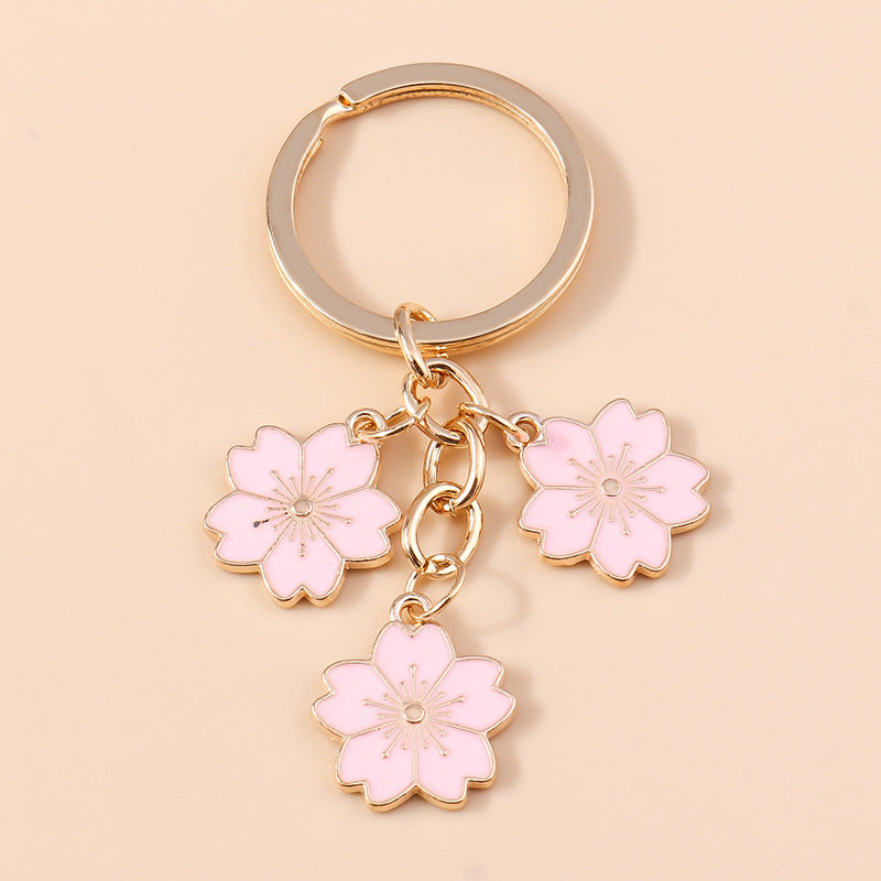 Wholesale Cherry Blossom Metal Keychain Handbag Decoration Pendant Accessories