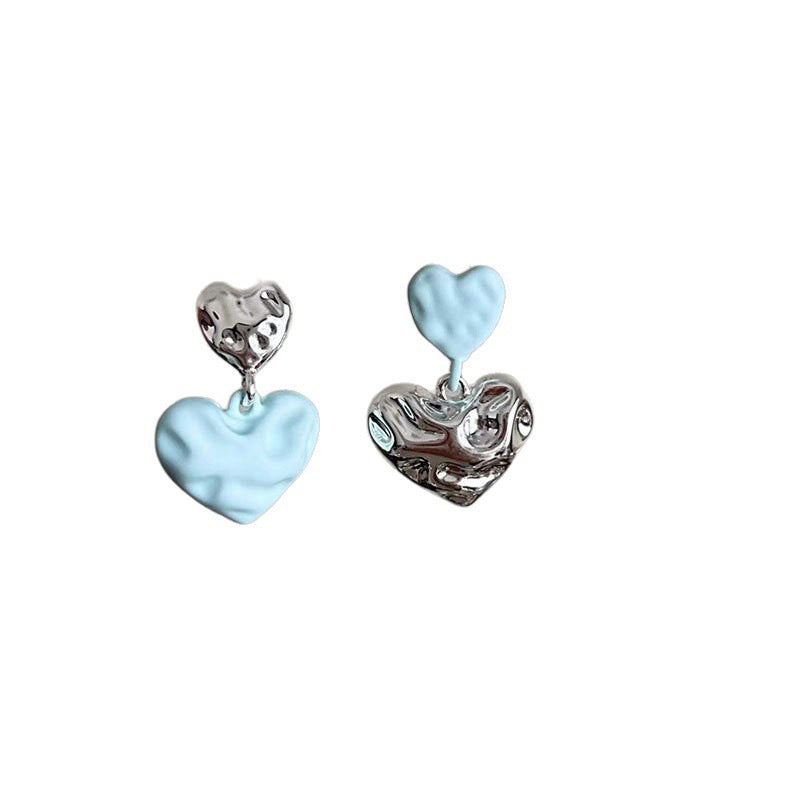 Wholesale Trendy Asymmetric Pleated Heart Earrings Alloy Fashion Accessory Gift For Women Party Casual Wear