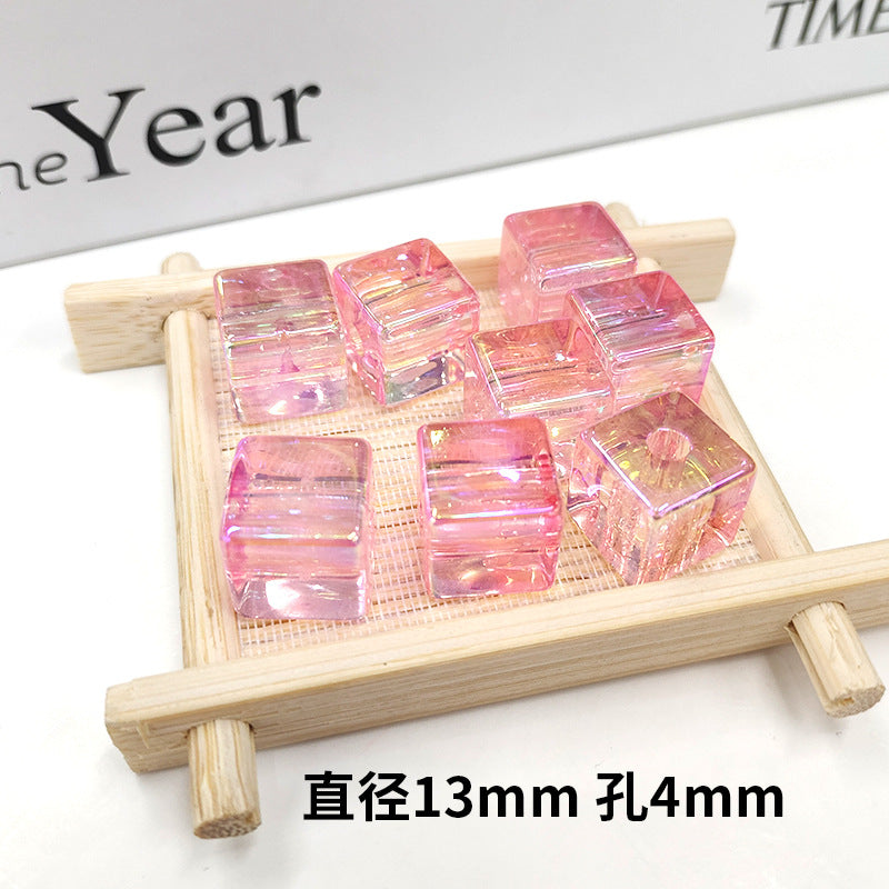 Wholesale 100PCS/Pack Colorful Transparent UV Square 13mm DIY Acrylic Beads