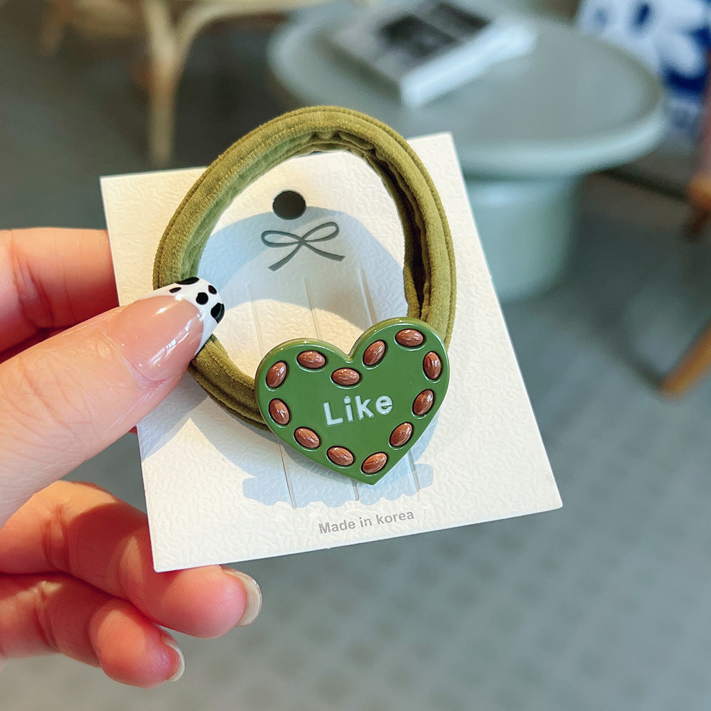 Wholesale of Autumn and Winter Alloy Love Color Matching Towel Rings and Hair Ropes