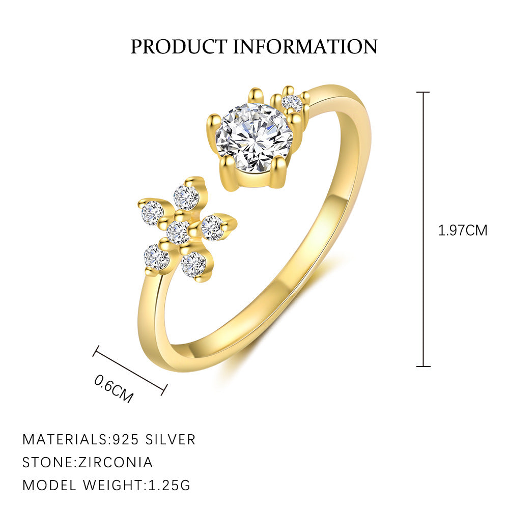 Wholesale S925 Sterling Silver French Flower Ring