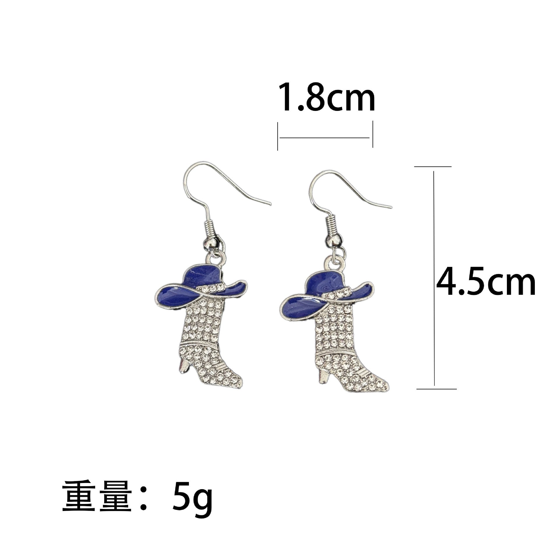 Wholesale Alloy Electroplated Blue Rhinestone Western Boot Drop Earrings For Women Stylish Party Accessory