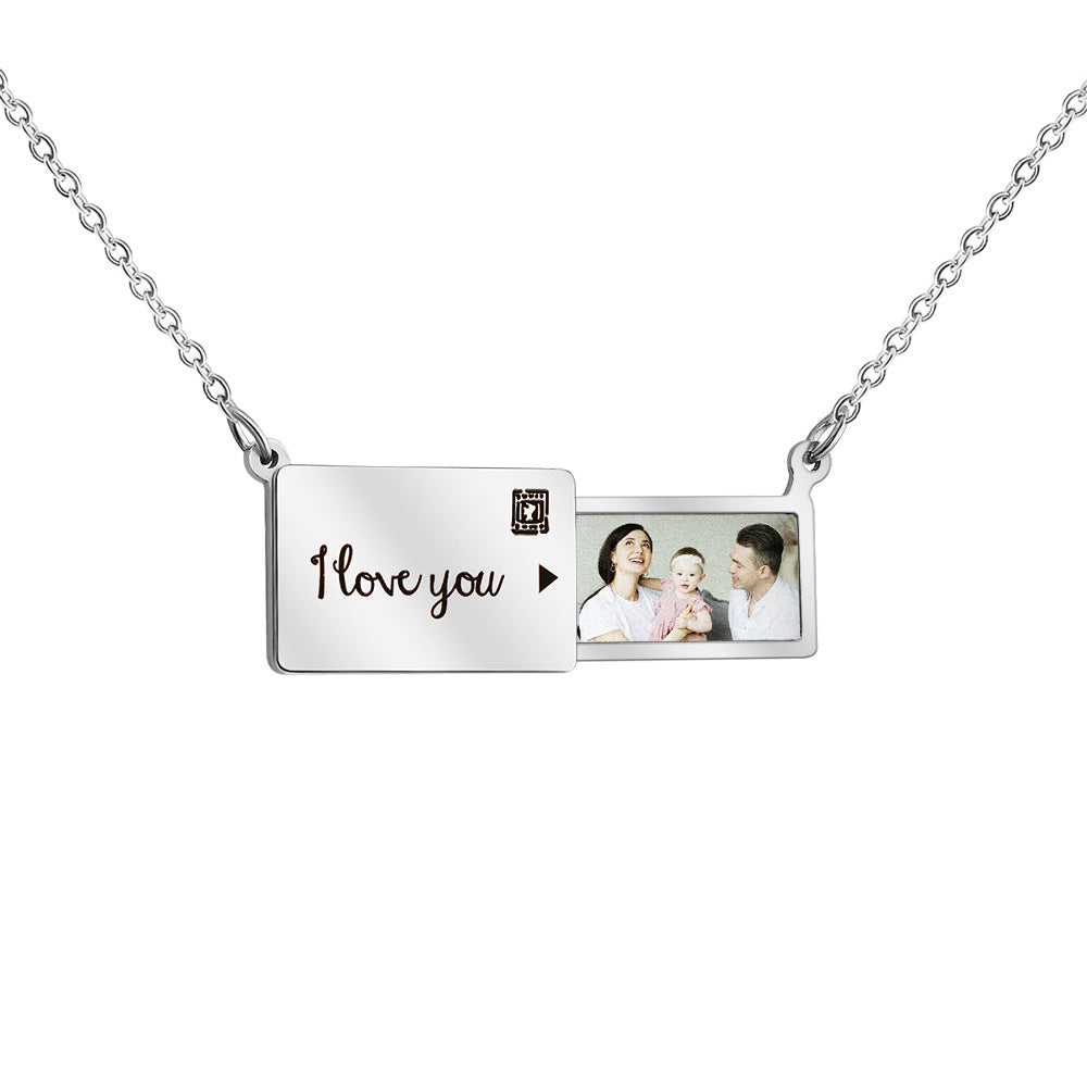 Wholesale Photo Envelopes English Collarbone Stainless Steel Necklace