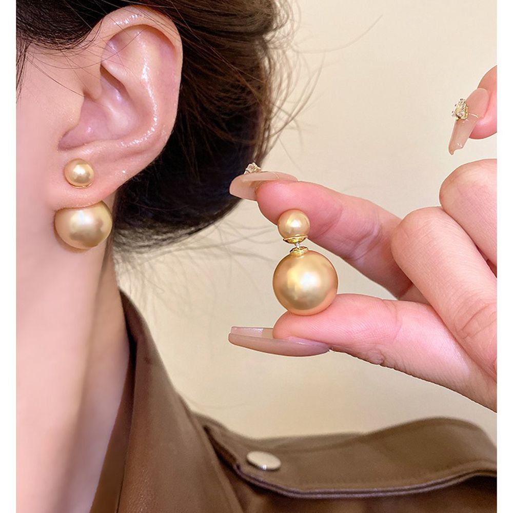 Wholesale S925 Silver Needle Double Head Pearl Earrings