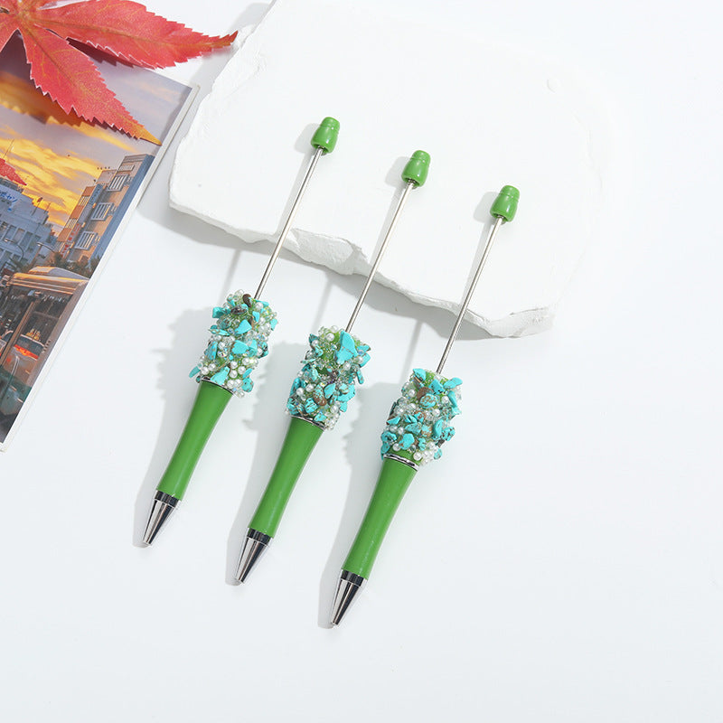 Wholesale 10pcs Beadable Pens Crushed Diamond Bead DIY Handmade Sticker Diamond Ballpoint Pen Student Gift