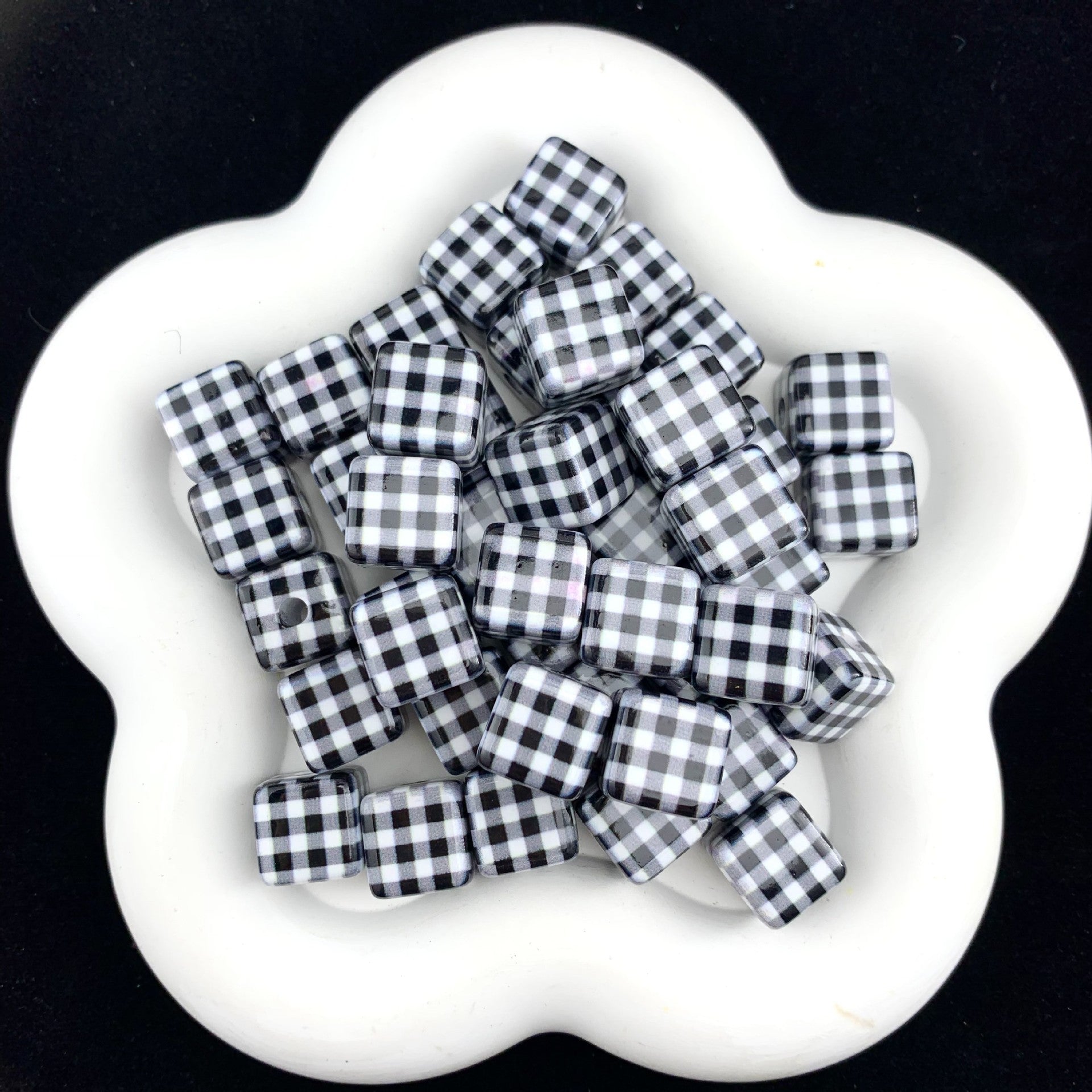 Wholesale 10pcs Acrylic grid square bead  Acrylic Beads