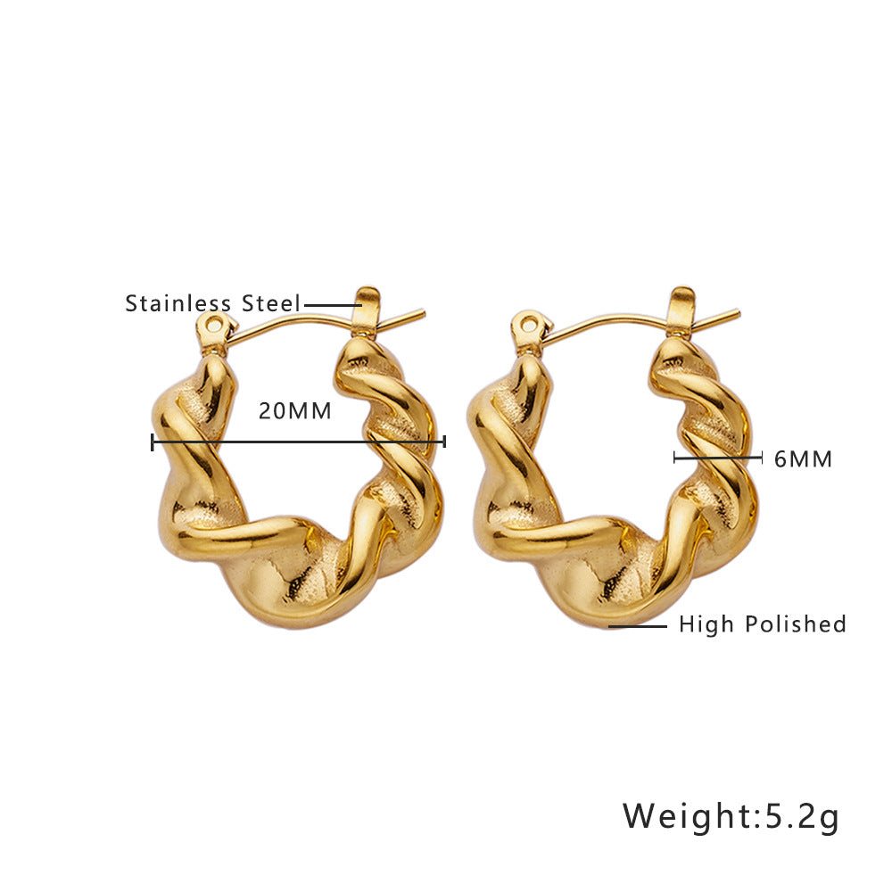 Wholesale High-grade Gold Stainless Steel Braided Thick U-shaped Earrings