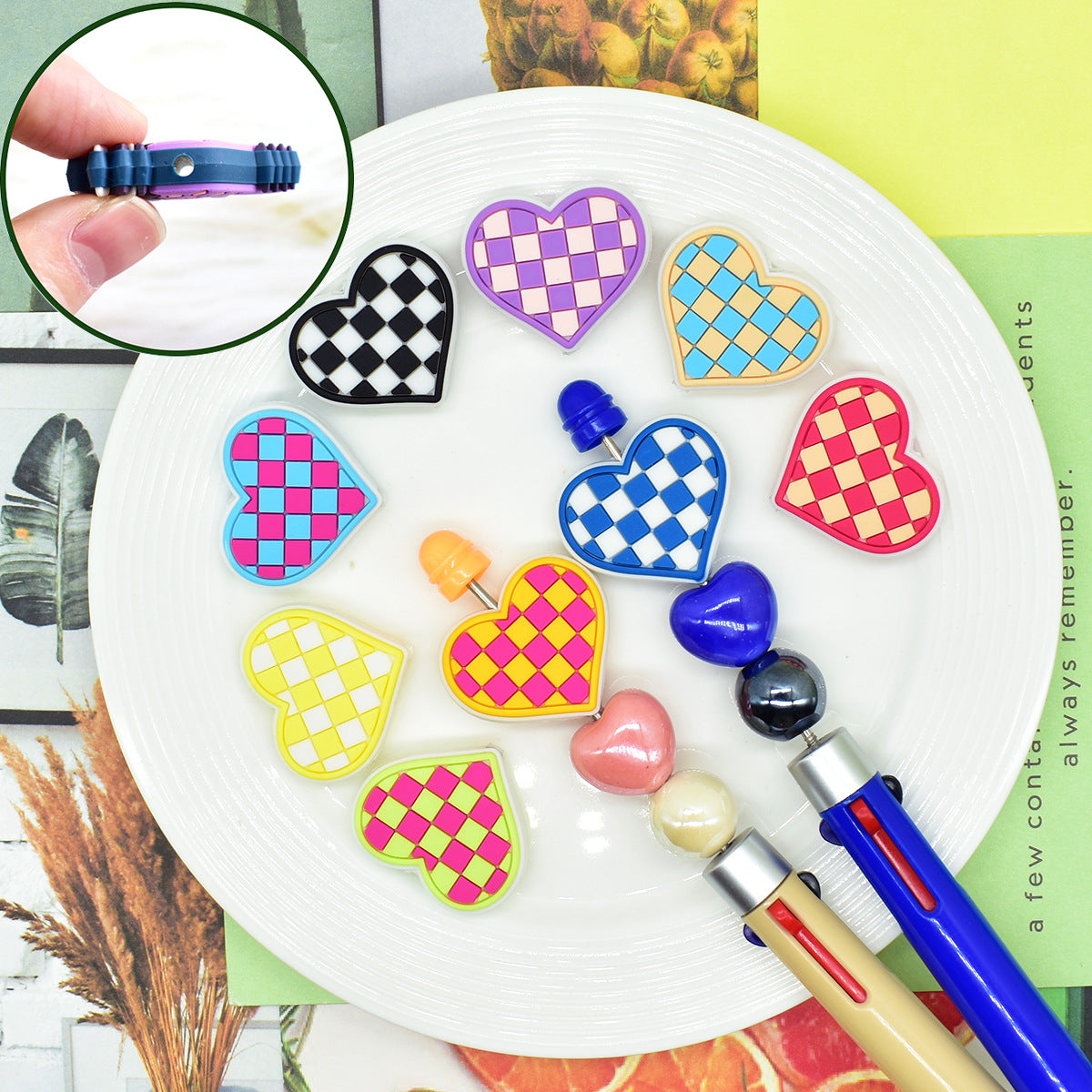 Wholesale  Random 100pcs love series student stationery ballpoint pen handmade beaded