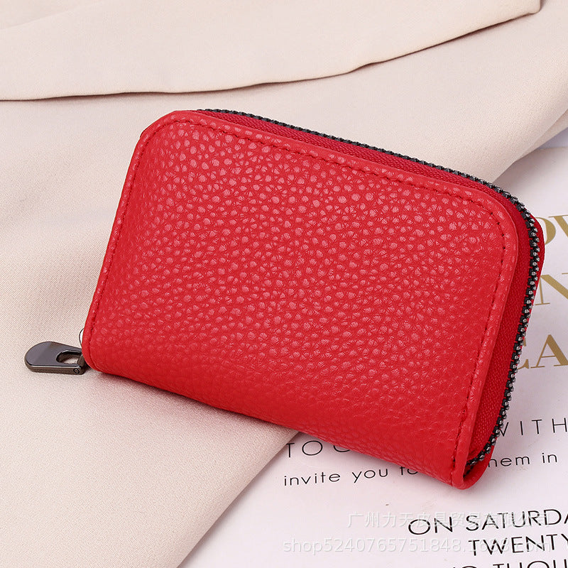 Wholesale PU Pebbled Zipper Accordion Card Coin Purse