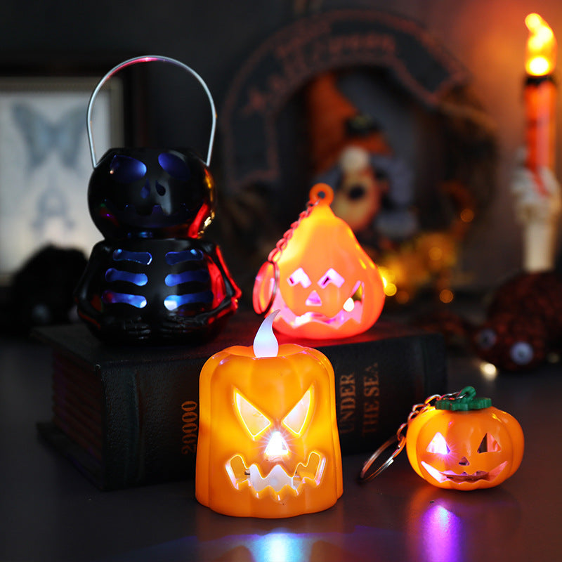 Wholesale Halloween Plastic Pumpkin Lantern Electronic Candle Light Ornament Decoration Props