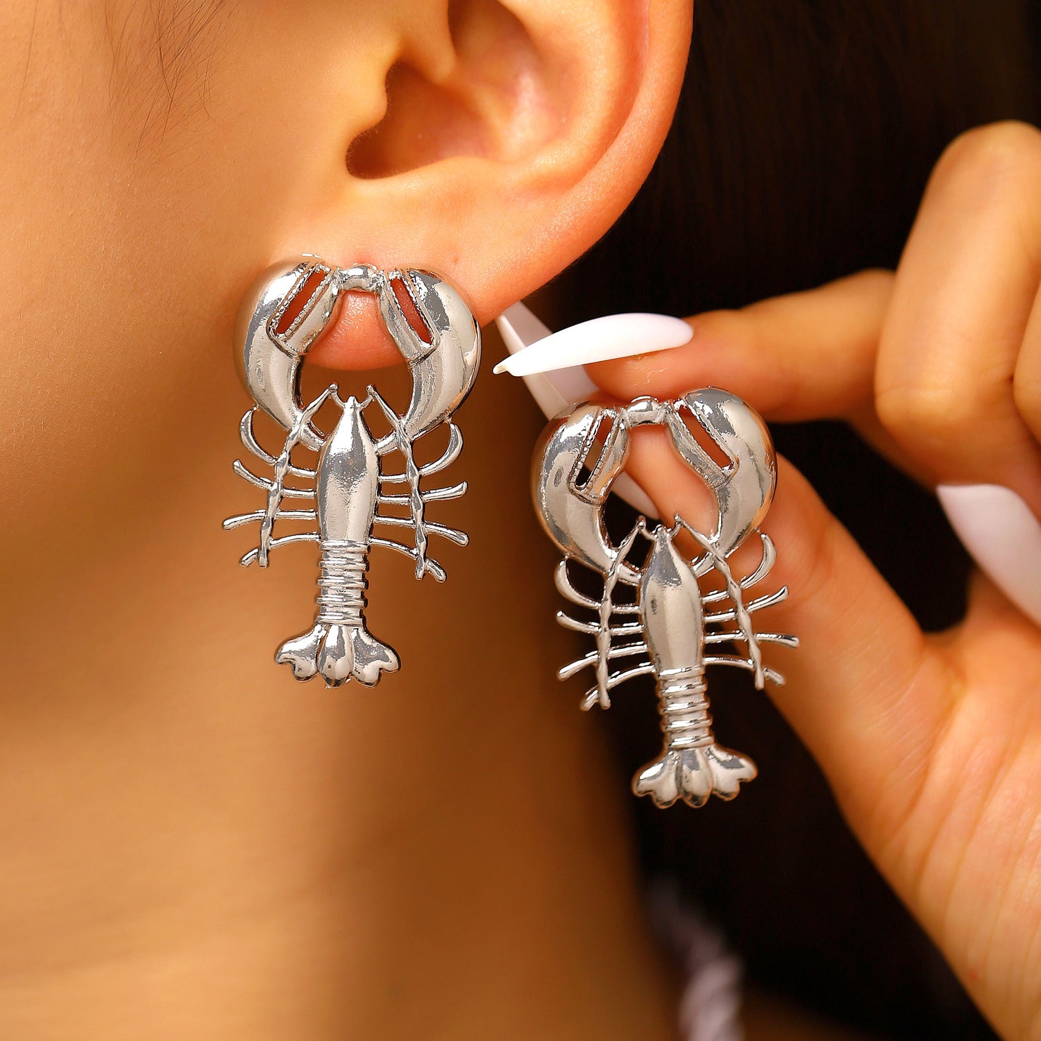 Wholesale Red Lobster Blue Crab Drop Earrings Women Beach Ocean Vacation Style Zinc Alloy Jewelry Fashion Accessory