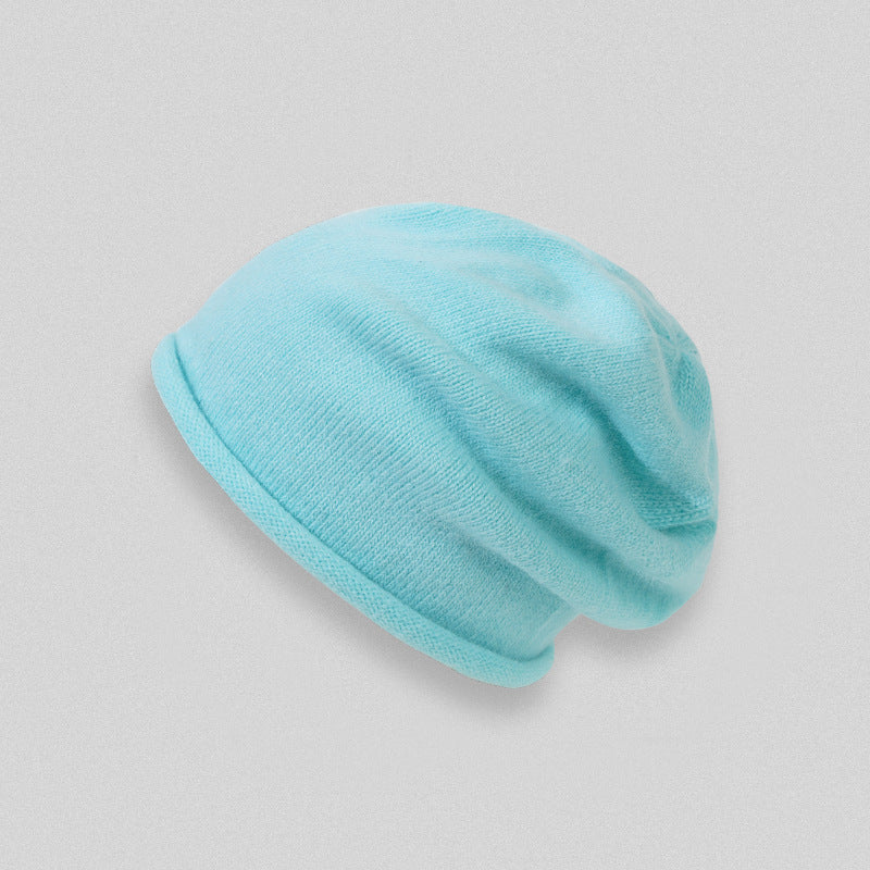 Wholesale Solid Color Rolled Hem Pile Hat Rabbit Fluff Wool Cashmere Hat