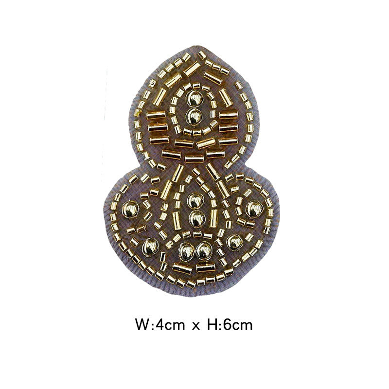 Wholesale Decorative Gourd Shaped Crystal Bead Embroidery Patch DIY Craft Supply For Clothing Bags Towels