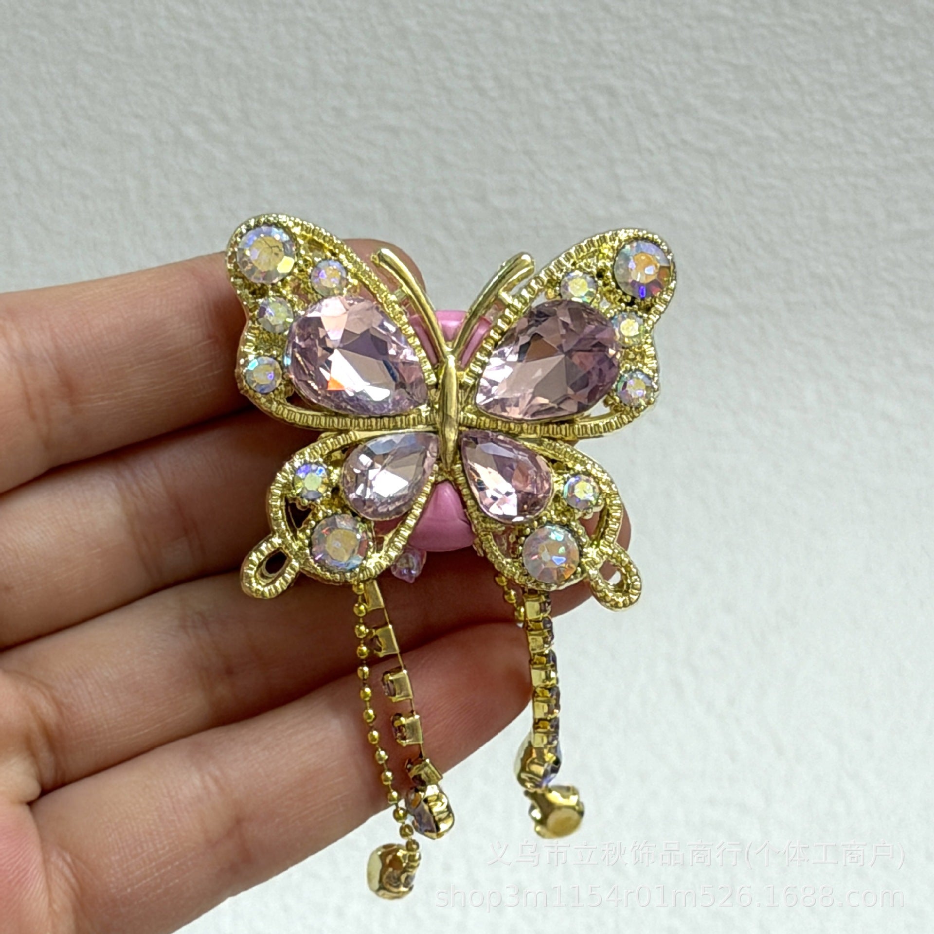 Wholesale 10pcs Soft ceramic three-dimensional butterfly crystal tassel beads