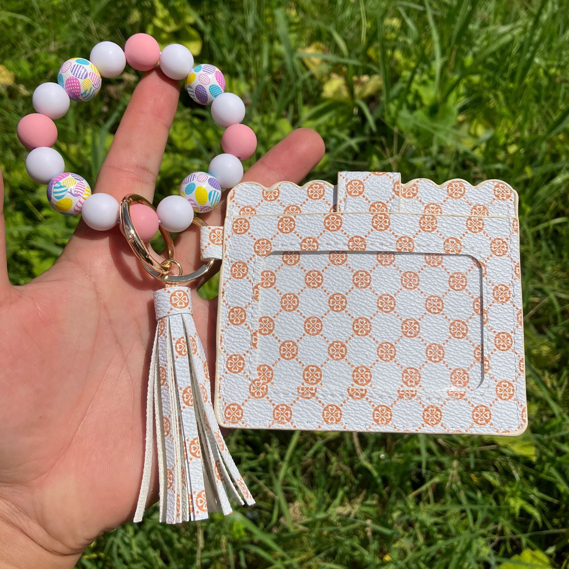 Wholesale Printed PU Leather Coin Purse Wrist Keychain