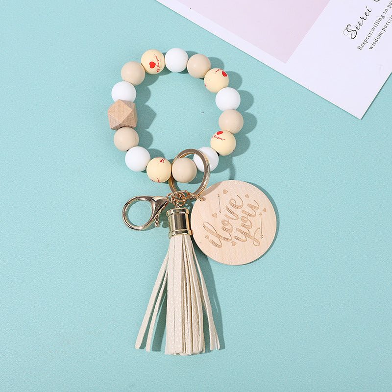 Wholesale Colorful Silicone Beaded Wrist Keychain