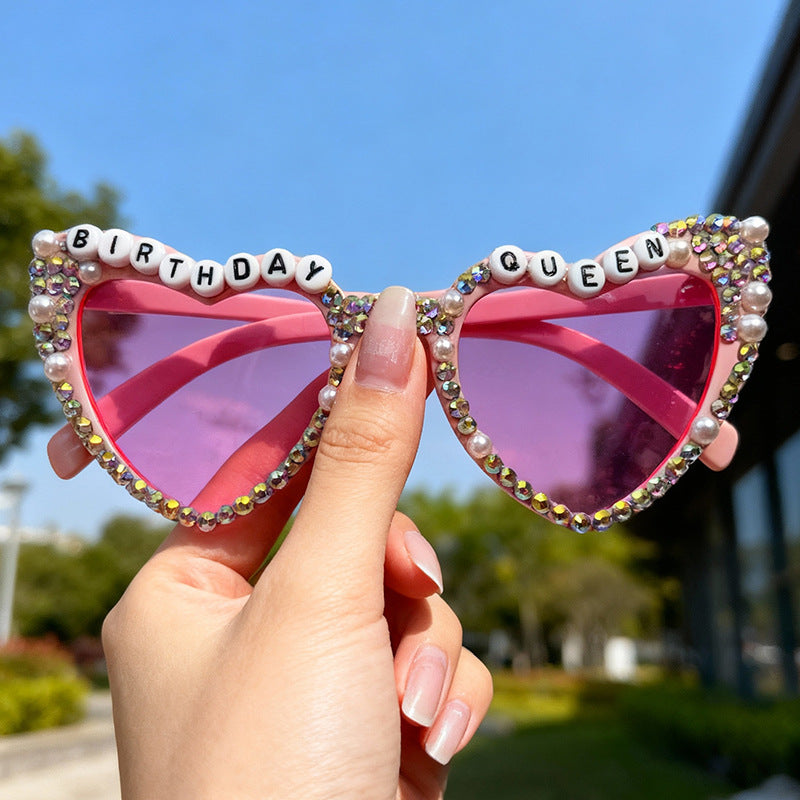 Wholesale Inlaid with diamonds Heart Earrings Men' s/ women' s sunglasses