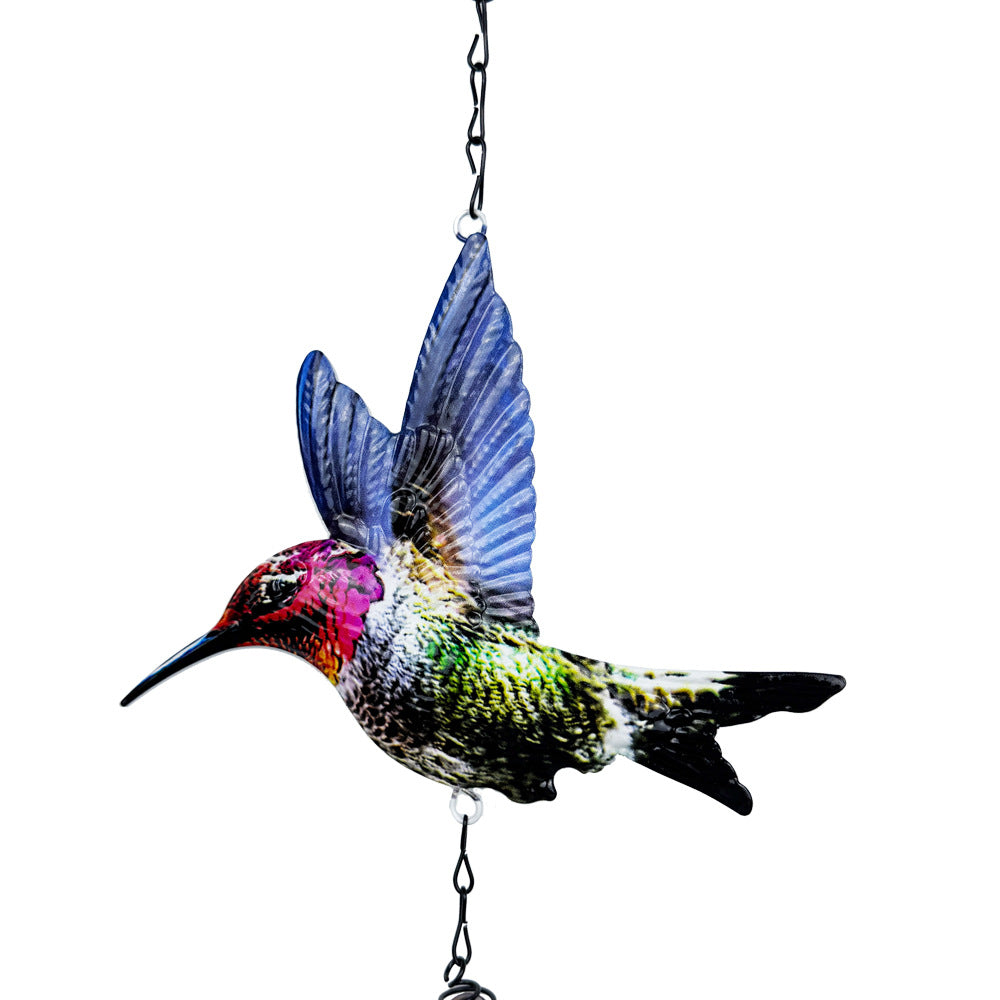 Wholesale Hummingbird wind chime metal iron print bird garden pendant