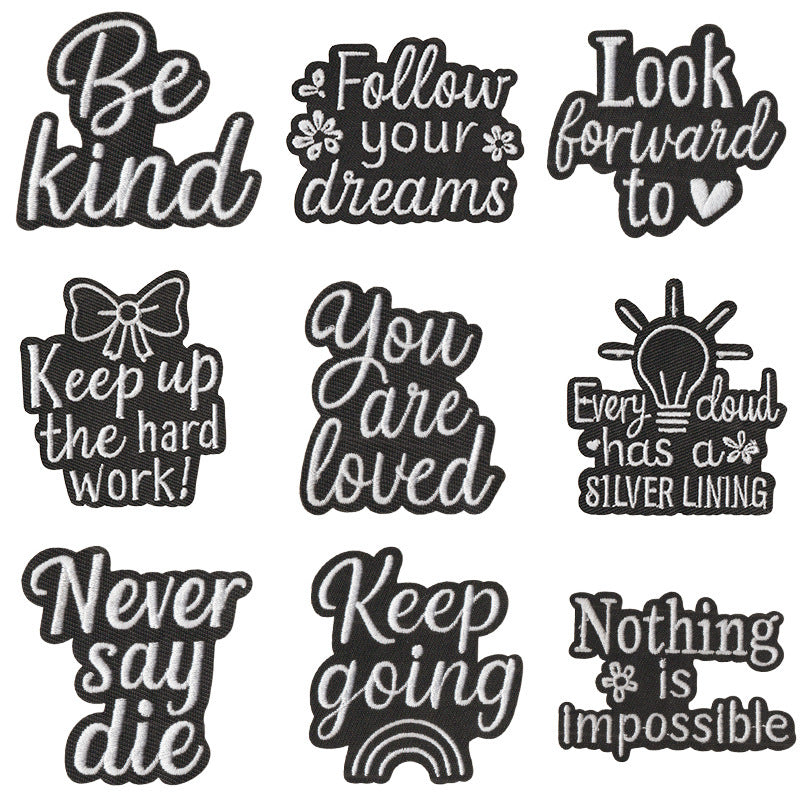Wholesale Trendy Letter Embroidered Iron On Patches Set Of 9 Stylish DIY Craft Supply For ets Bags Towels