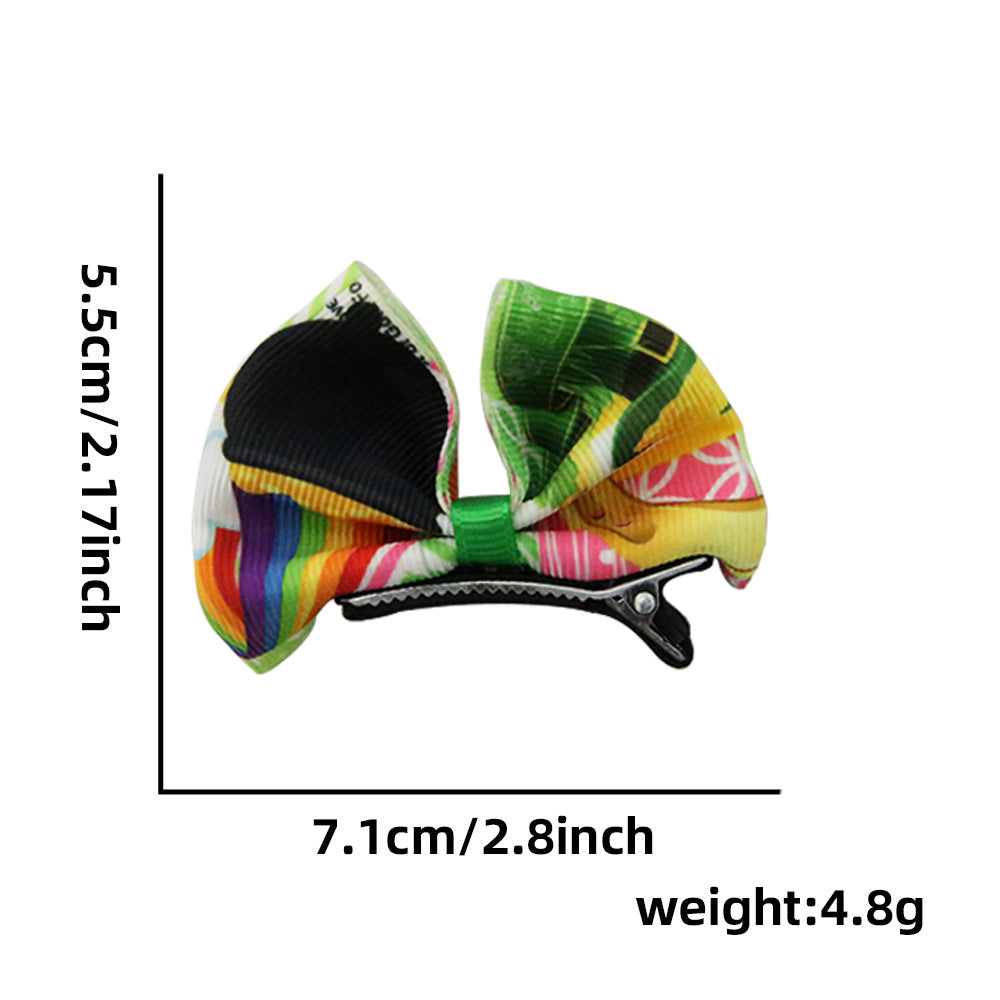 Wholesale St.  Patrick' s Day Clover Hair Clip Green Bow Hair Clips