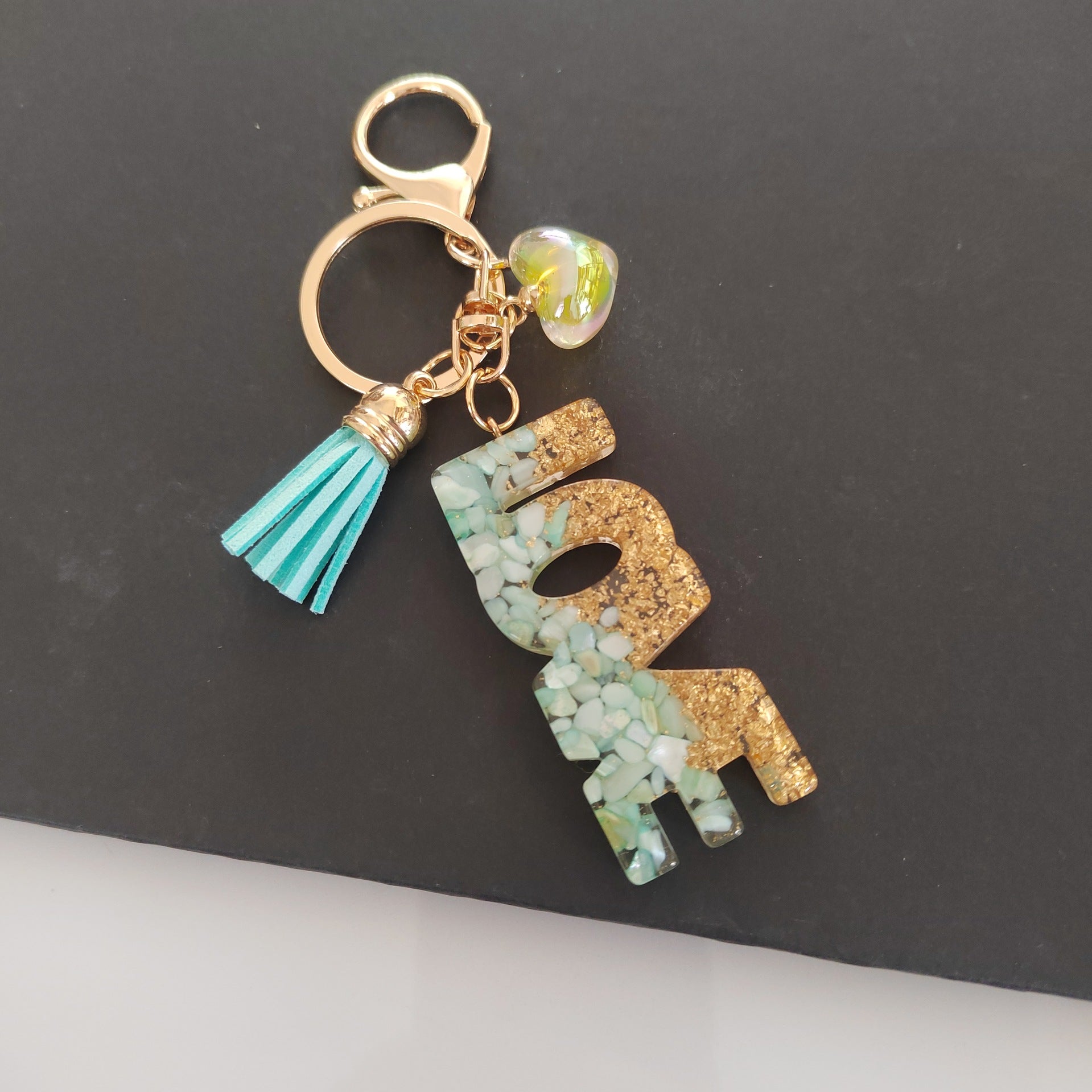 Wholesale Letter LOVE Tassel Sequin Drop Glue Resin Pendant Keychain