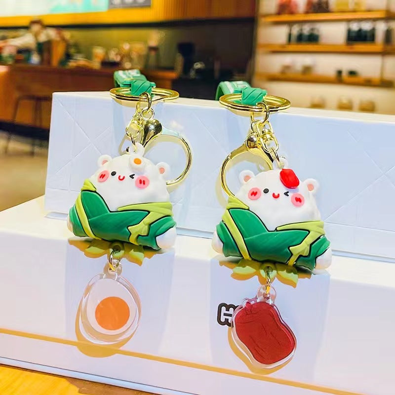 Wholesale Cartoon Creative Lovely Zongzi PVC Keychains