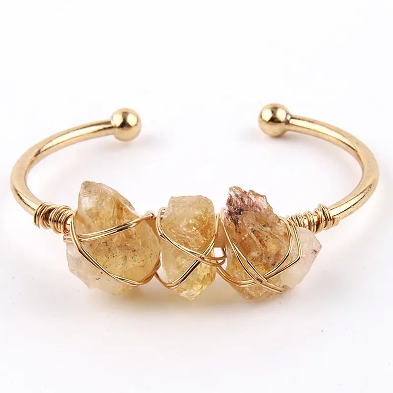Wholesale Natural Stone Fashion Crystal Open Bracelet