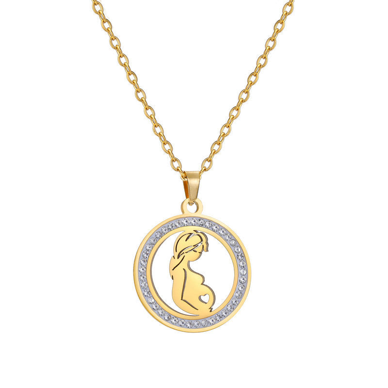 Wholesale Mother' s Day electroplated Tree of Life parent-child Stainless steel necklace