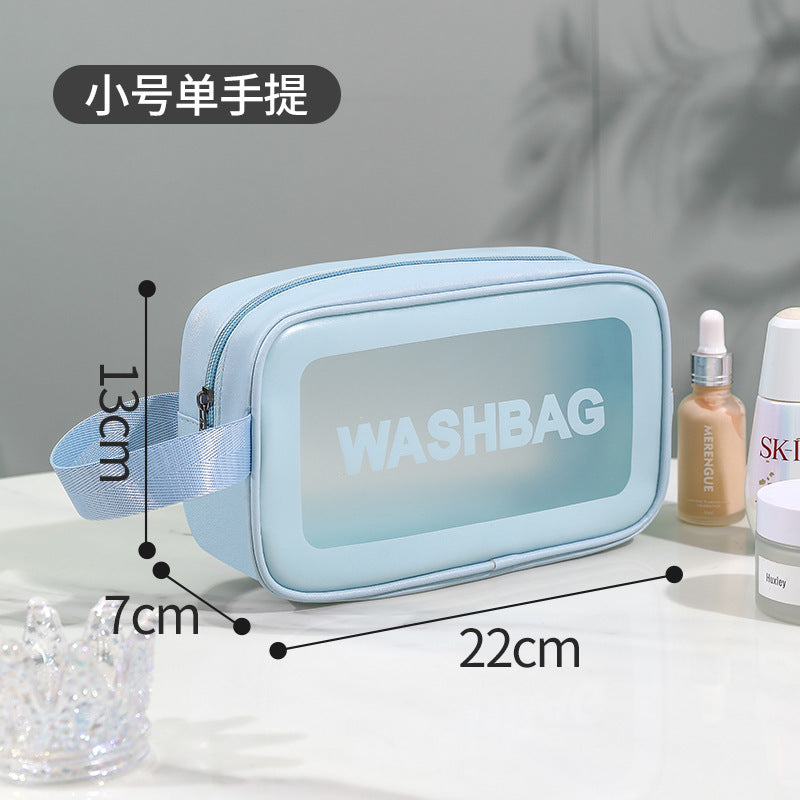 Wholesale Frosted Pu Waterproof Portable Storage Large Capacity Swimming Bag Transparent Cosmetics Pvc Wash Bag