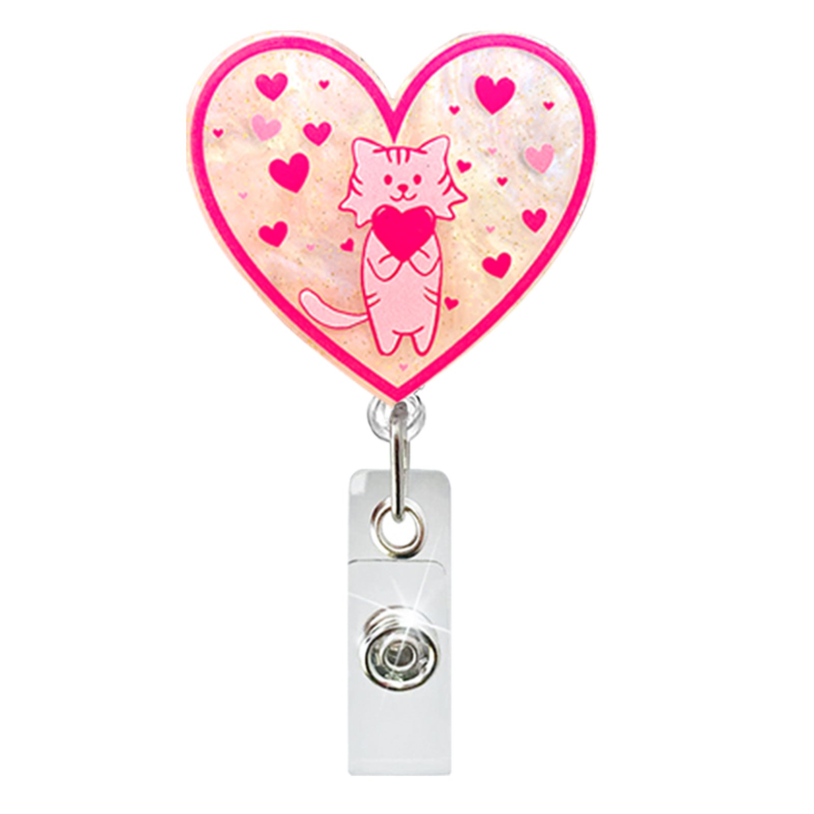 Wholesale New Acrylic Valentine' s Day Love Retractable Rotating Badge Reel Medical