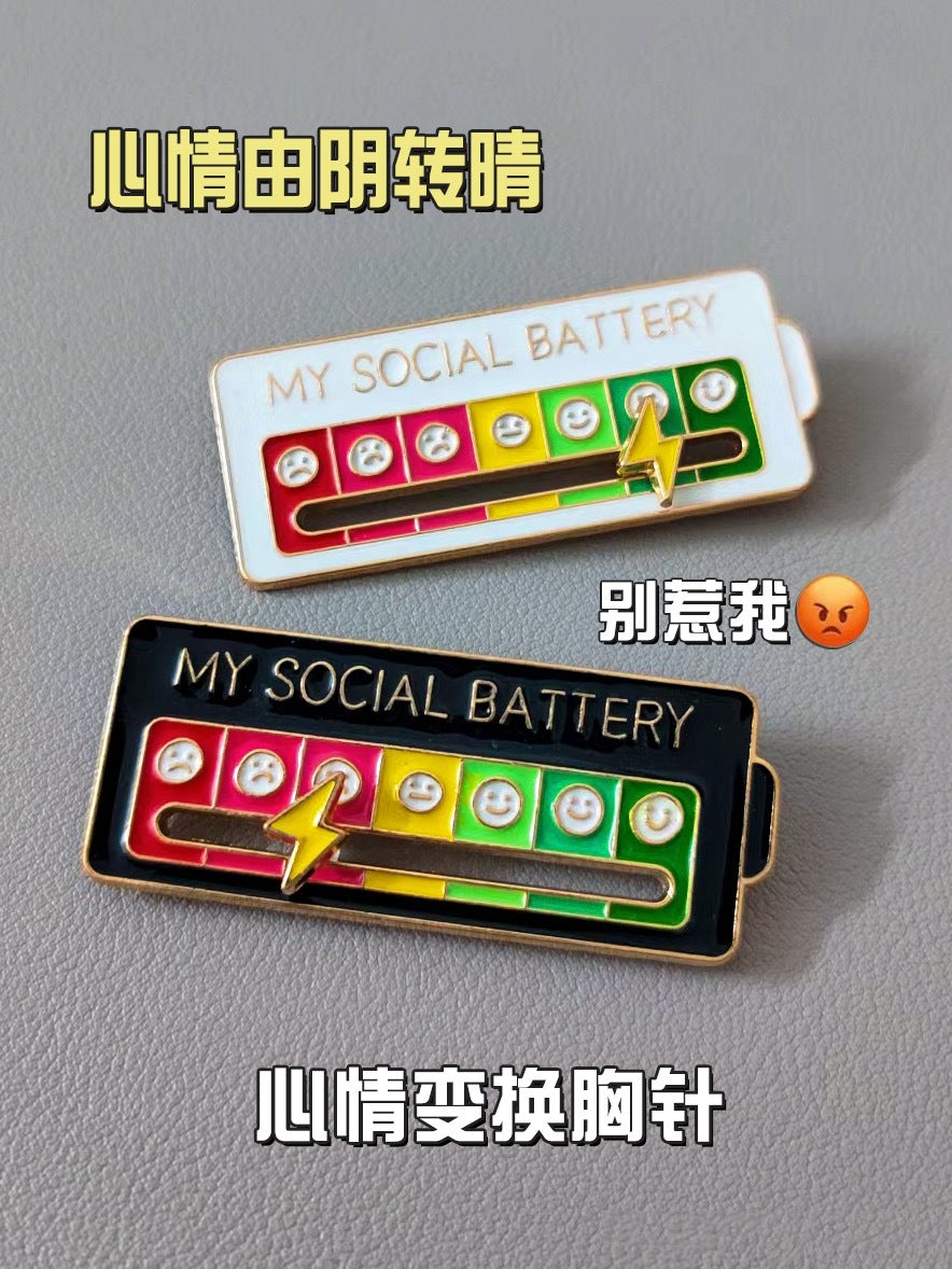 Wholesale Mood Conversion Energy Brooch Personality Slidable Social Power Brooch