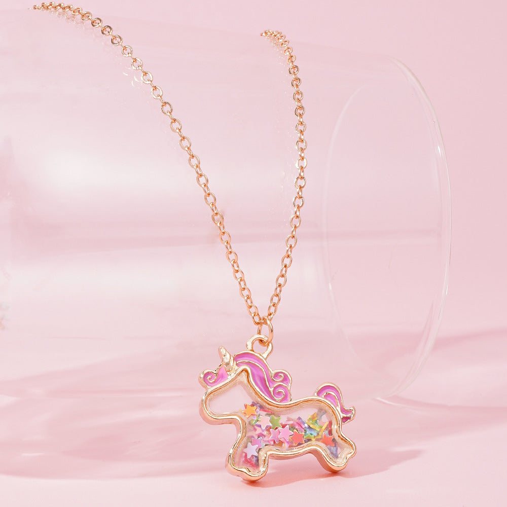 Wholesale Cute unicorn with sequin necklace inside