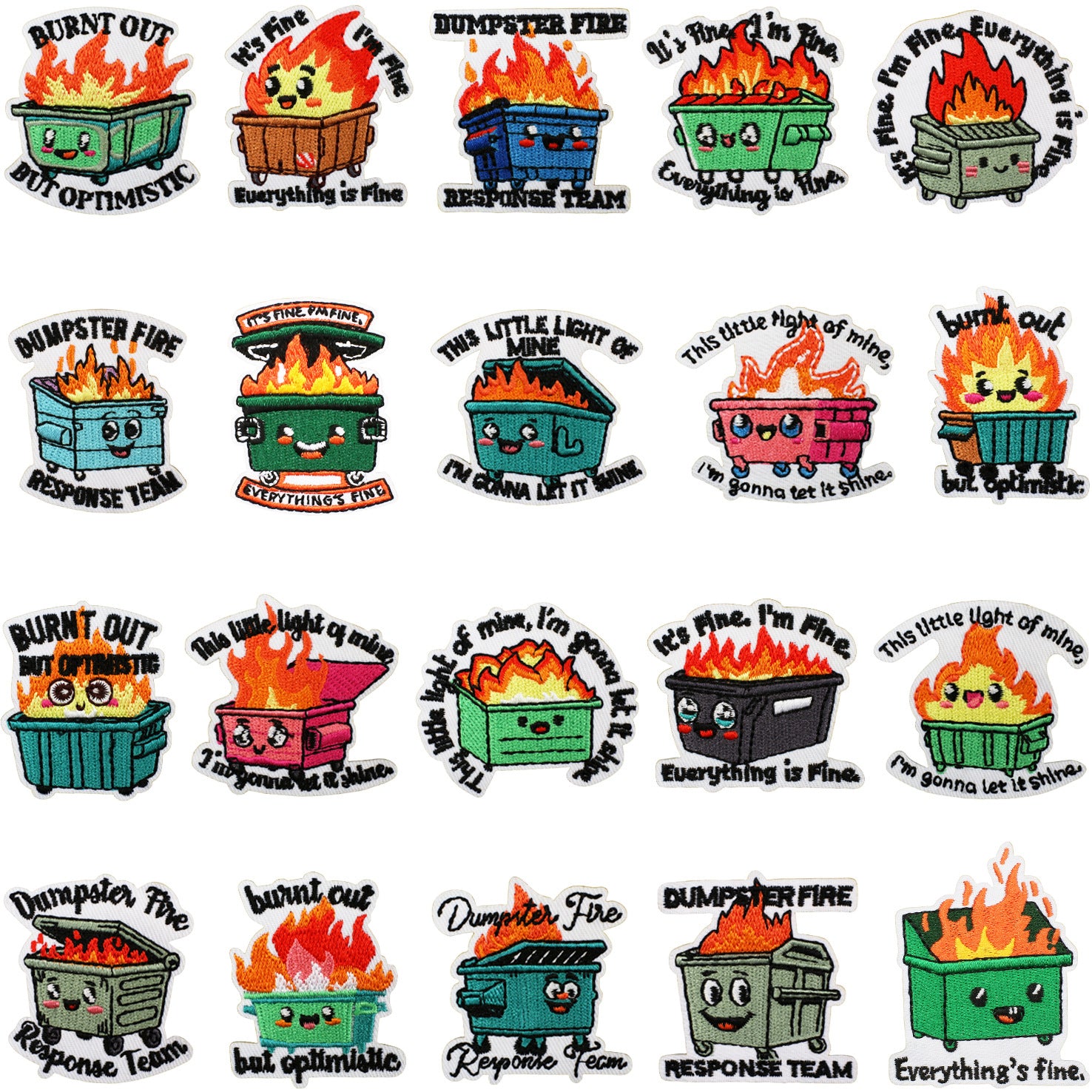 Wholesale Embroidered Polyester Patch Cartoon Box Flame English Letters Clothing Decorative Accent