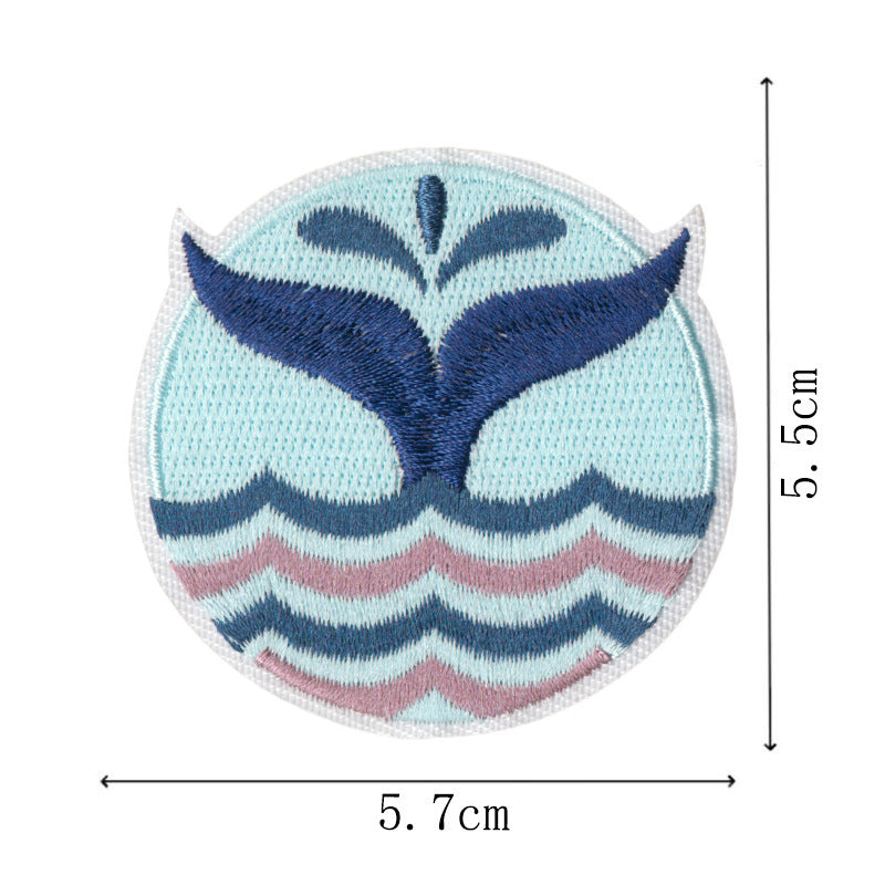 Wholesale 16 Piece Embroidered Cruise Ship Patch Set Whale Seabird Iron On Appliques For ets DIY Fashion Accessory