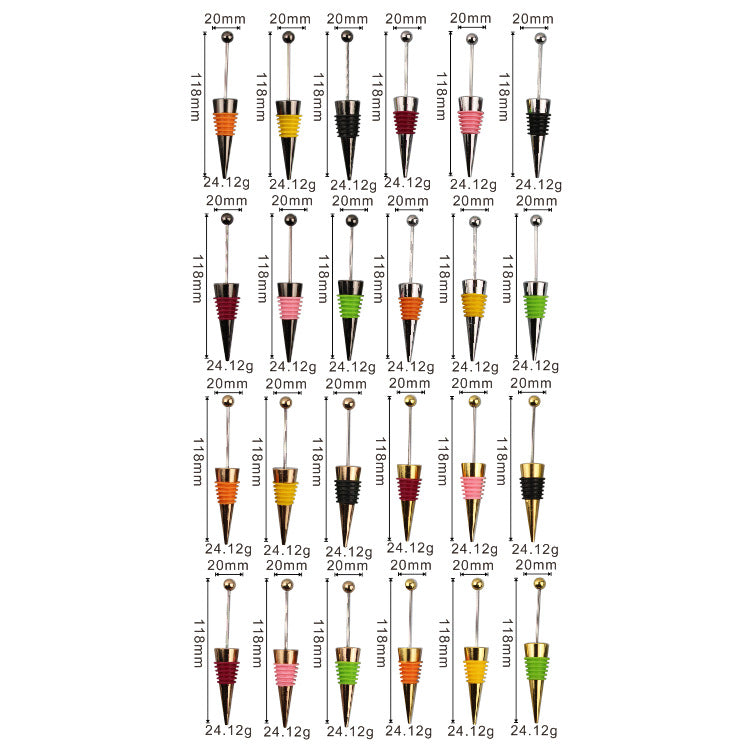 Wholesale Beadable Utensils DIY Zinc Alloy Colorful Red Wine Stopper