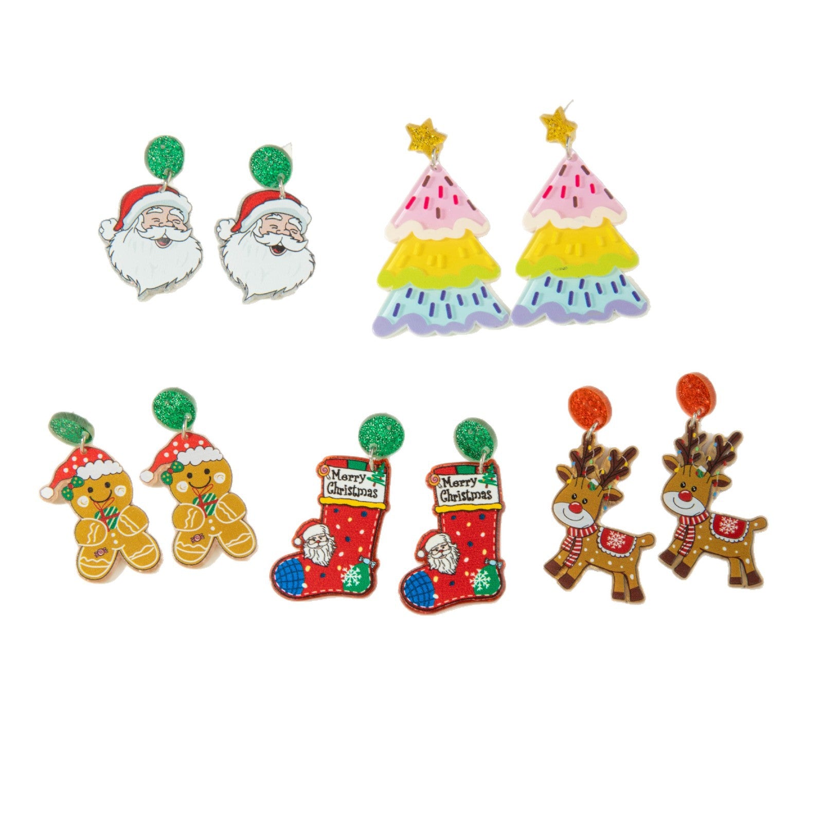 Wholesale  Santa Claus glitter Acrylic Earrings
