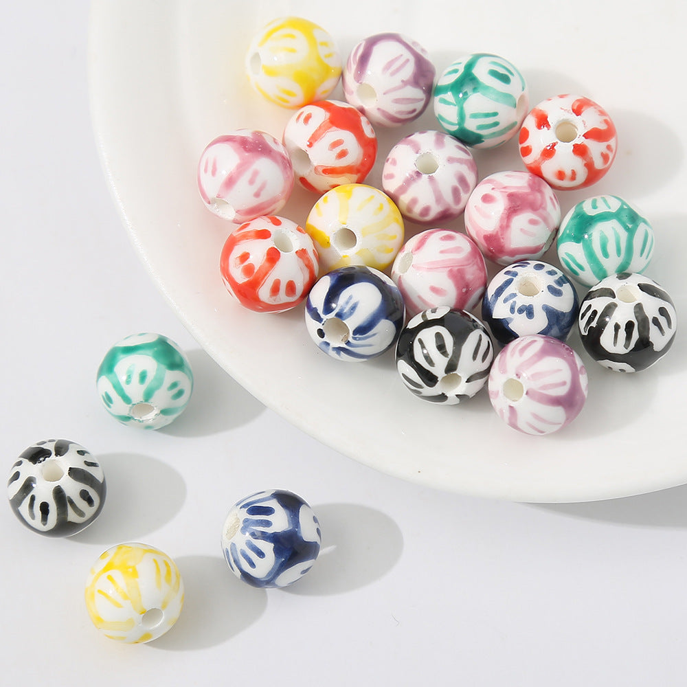 Wholesale 5PCS/PACK Colorful Ceramic Perforated Round Beads