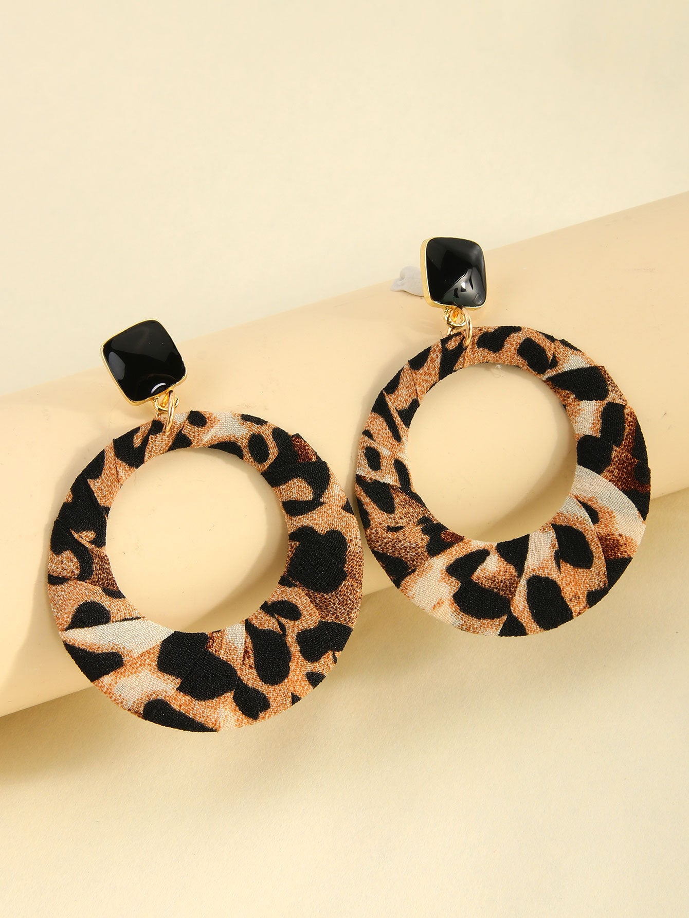 Wholesale Fashionable Personalized Leopard Print Geometric Circular Versatile Elegant High-end Earrings