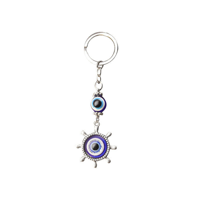 Wholesale Evil Eye Retro Compass Moon Snowflake Keychain