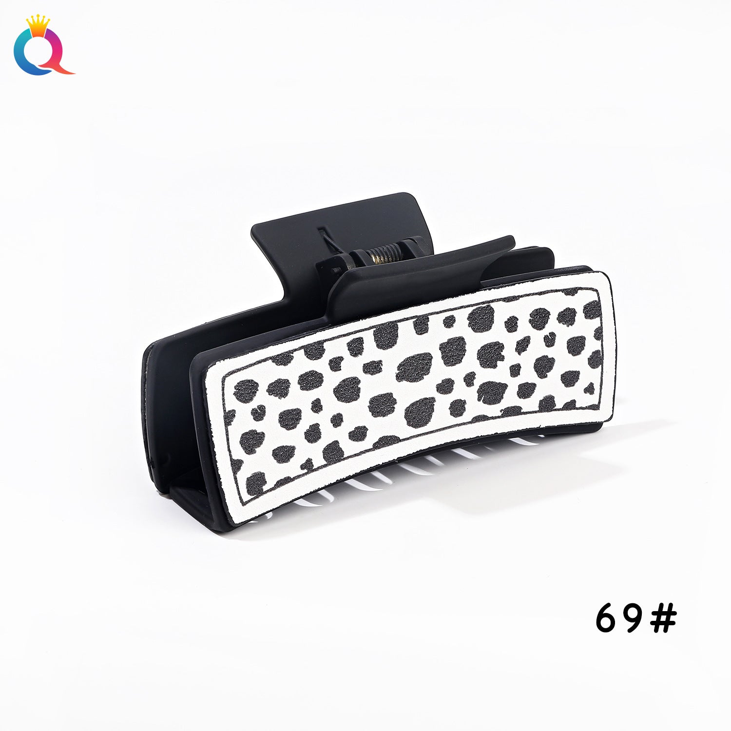 Wholesale Leather Leopard Retro Square Clip Cashew PU Shark Clip