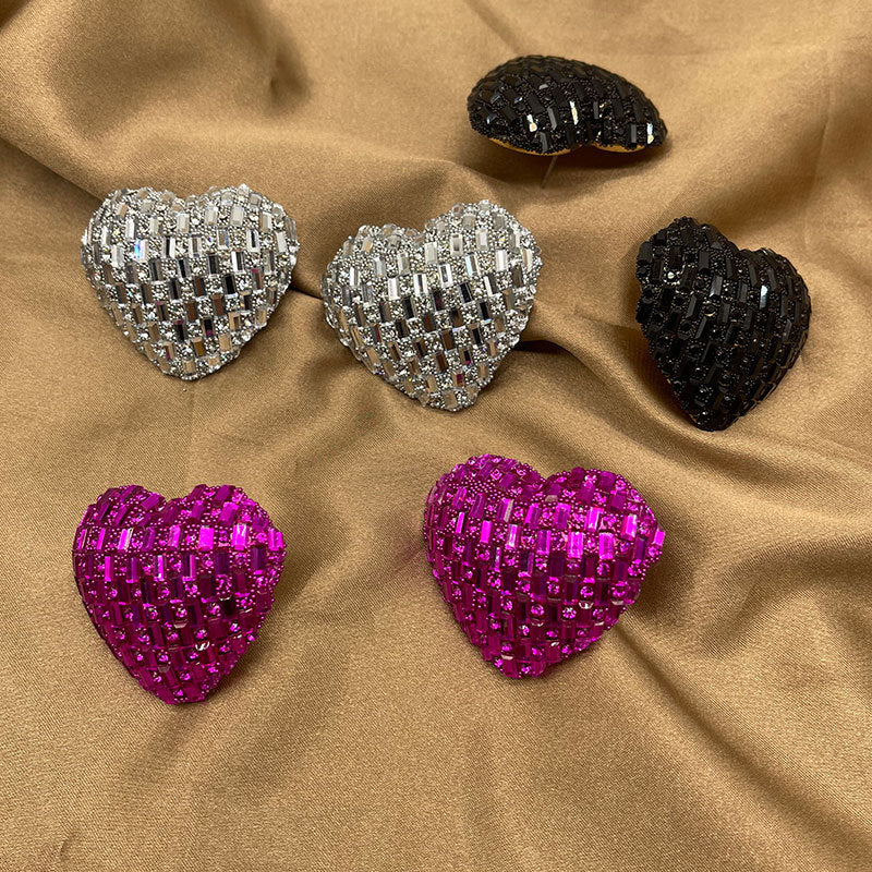 Wholesale Love Colored Glass Full Diamond Earrings