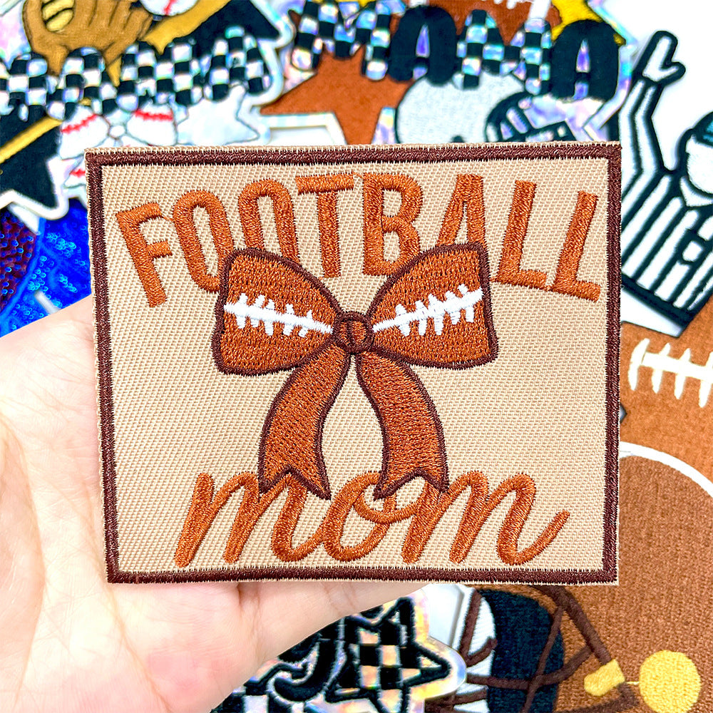Wholesale Polyester Iron On Embroidered Patch Rugby Design DIY Badge For Shoes And Hats Casual Craft Supply