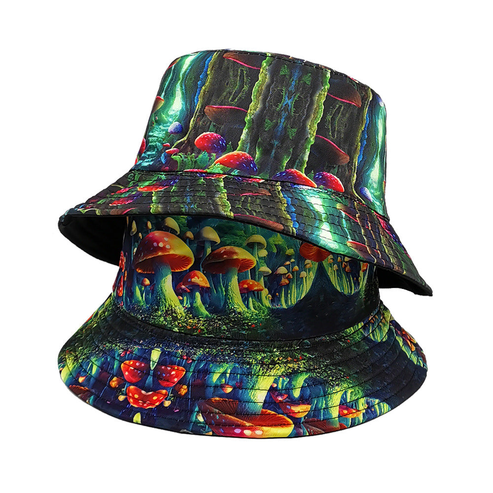 Wholesale Magic Mushroom Pattern Double-sided Printed Outdoor Bucket Hat
