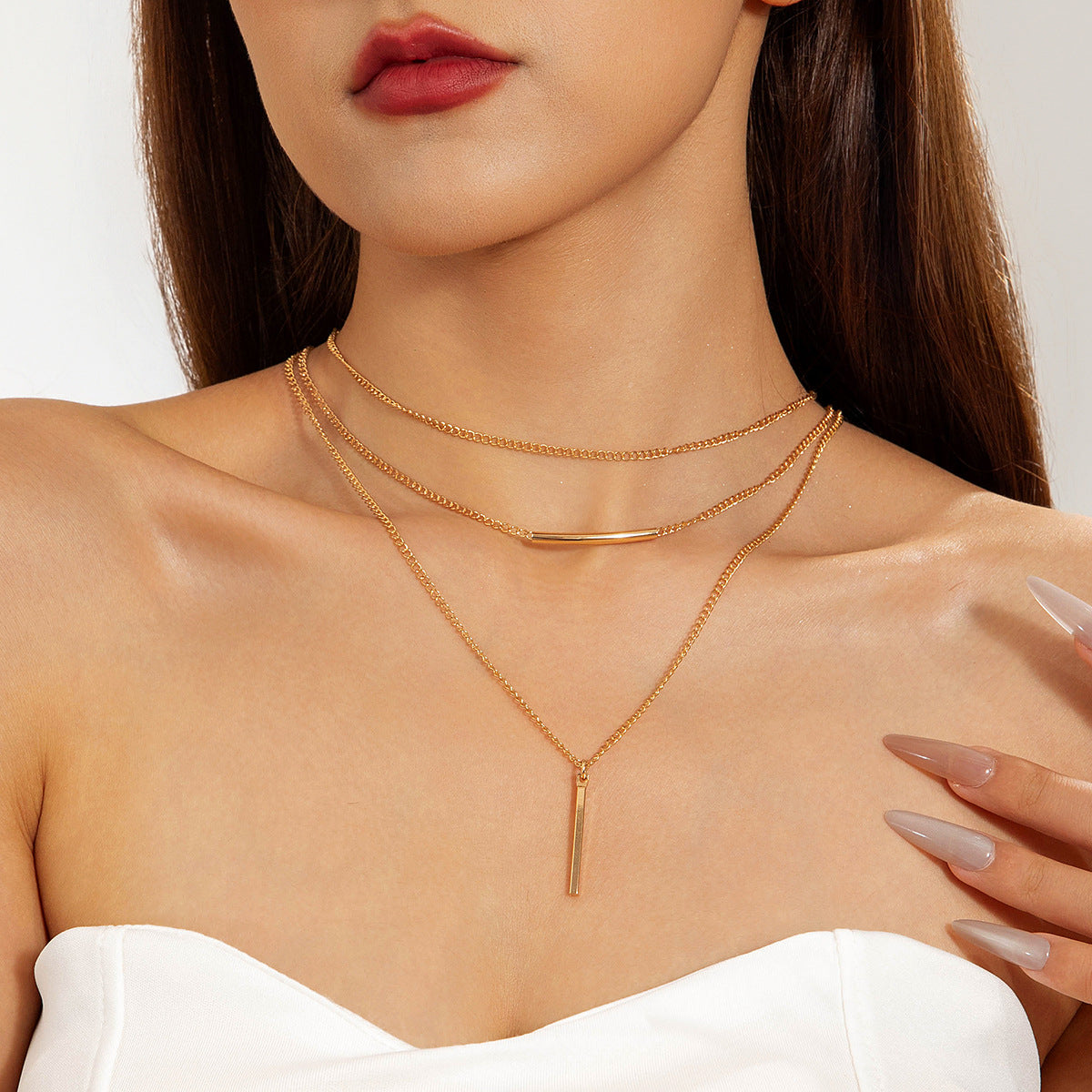 Wholesale Pendant Set  Silver Geometric Earrings Necklace Set